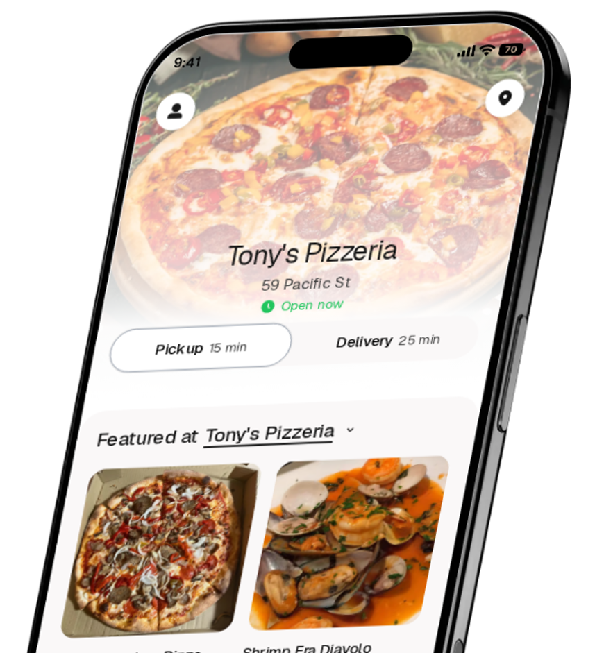 Tony's Pizzeria app preview